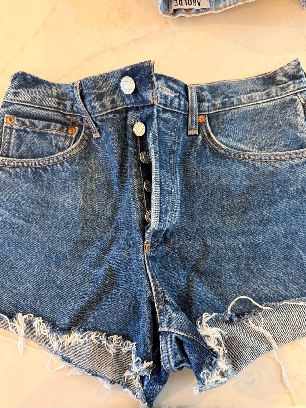 Agolde Parker Blue High-Rise vintage Cutoff Shorts